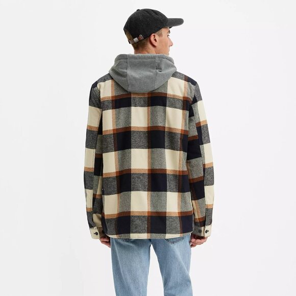 Levi's Plaid Sherpa Lined Hoodie Jacket Insulated $148 Levis - Picture 7 of 14